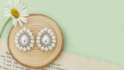 Sangeeta Boochra Handcrafted Silver Moissanite Stud Earrings