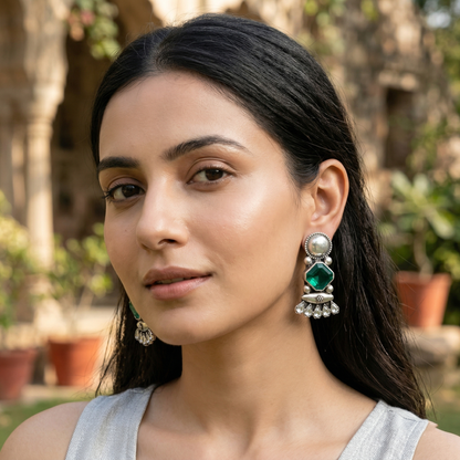 Sangeeta Boochra Handcrafted Oxidised Silver Statement Studs