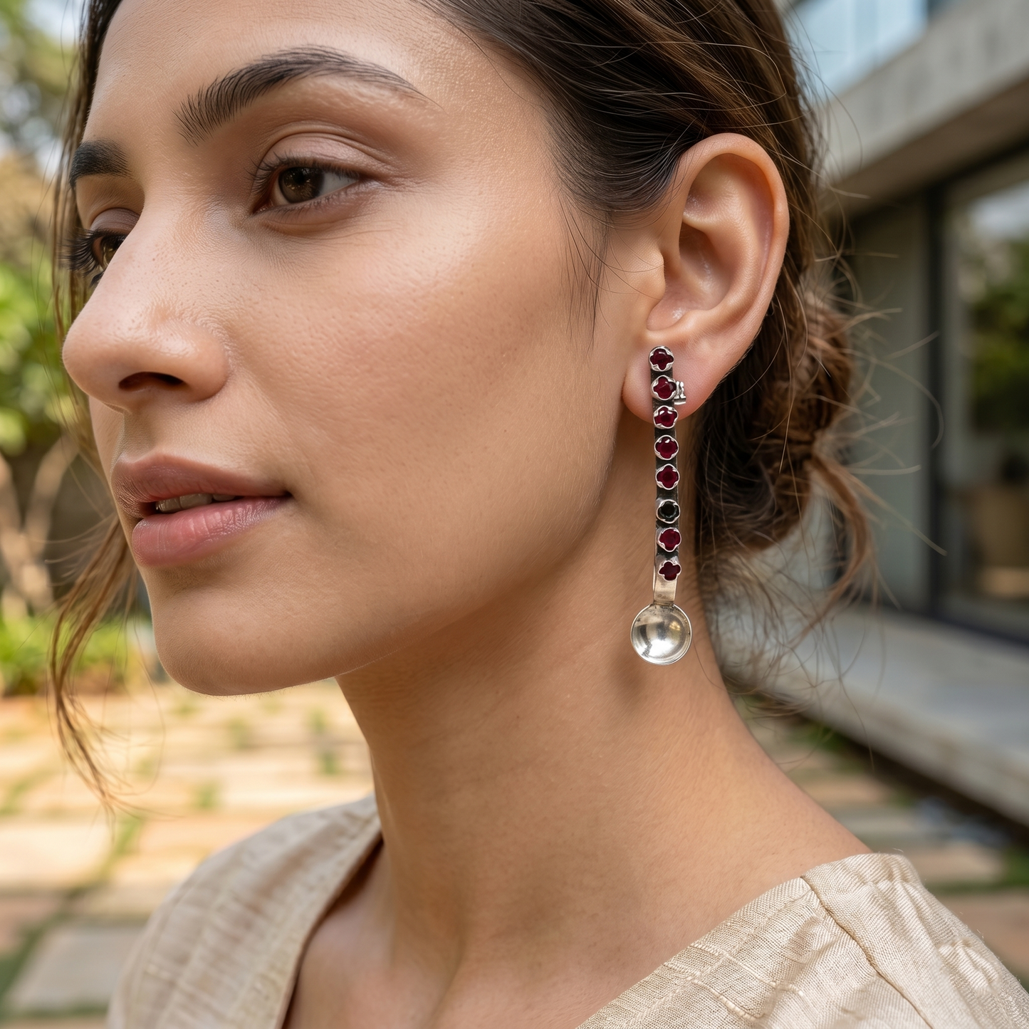 Sangeeta Boochra Artisan Ruby Accent Earrings