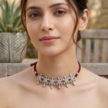 Regal Kundan Silver Choker by Sangeeta Boochra