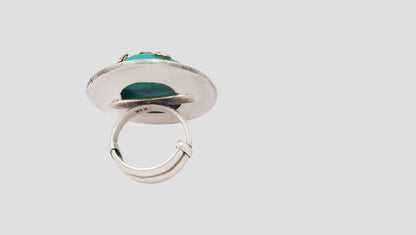 Sangeeta Boochra Turquoise & Kundan Silver Statement Ring