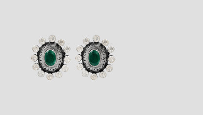 Sangeeta Boochra Emerald Glow Moissanite Silver Earrings