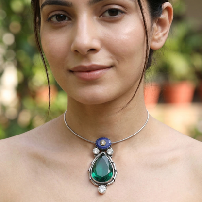 Sangeeta Boochra Regal Elegance Silver Pendant