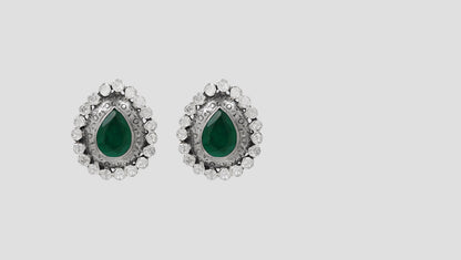 Sangeeta Boochra Emerald Teardrop Moissanite Silver Studs
