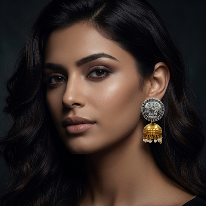 Sangeeta Boochra Ethnic Dual Tone Jhumka Earrings