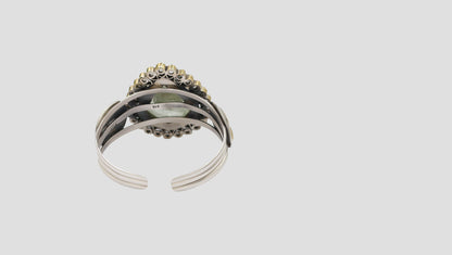 Sangeeta Boochra Handcrafted Green Stone Silver Bracelet