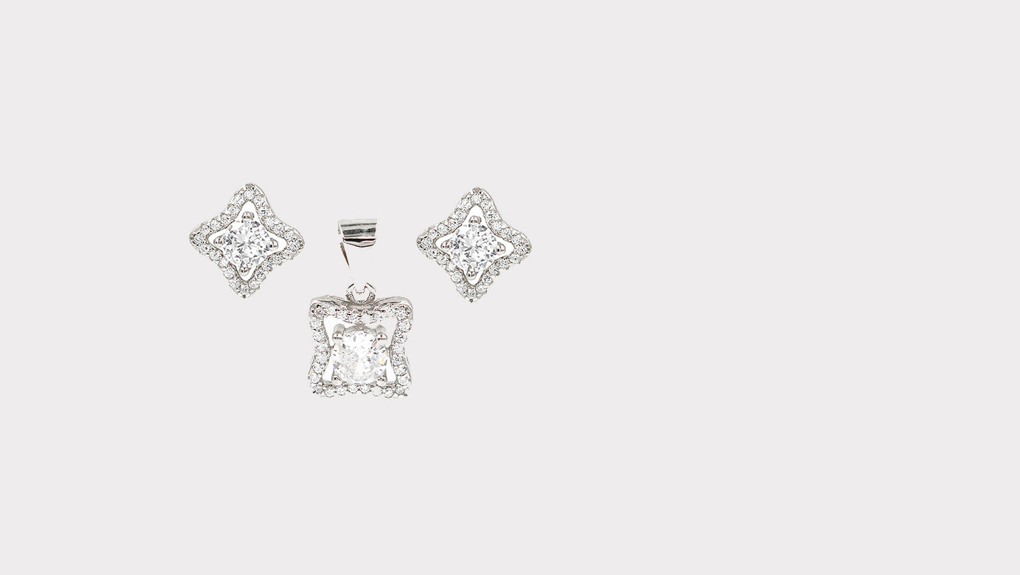 Cubic Zirconia Earrings and Pendant Pairing