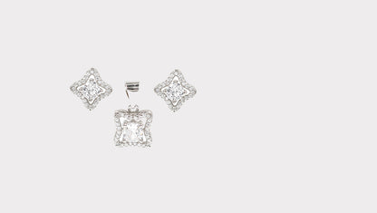 Cubic Zirconia Earrings and Pendant Pairing