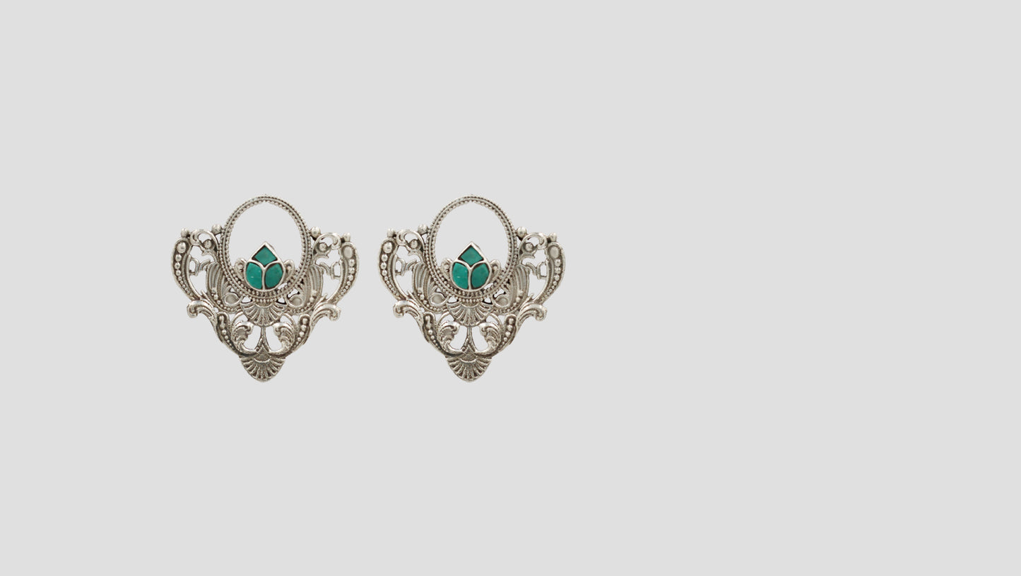 Sangeeta Boochra Heritage Kundan Silver Statement Studs