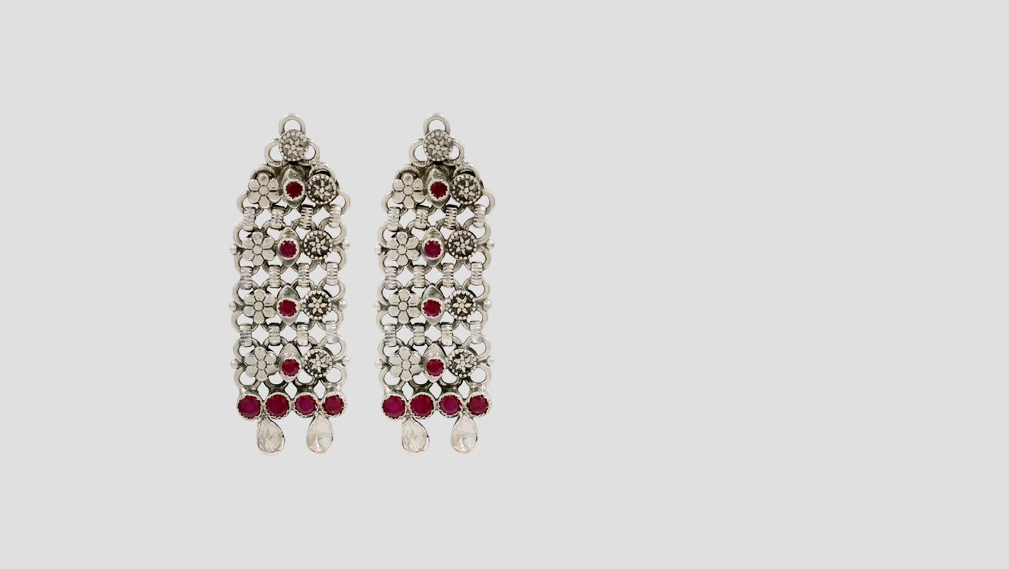 Sangeeta Boochra Heritage Silver Floral Dangles