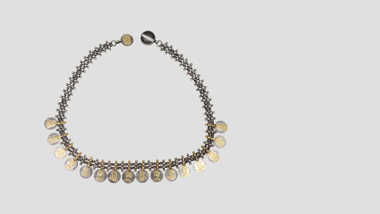 Sangeeta Boochra Artisan Dual-Tone Sterling Silver Coin Necklace
