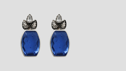 Sangeeta Boochra Royal Blue Statement Silver Earrings