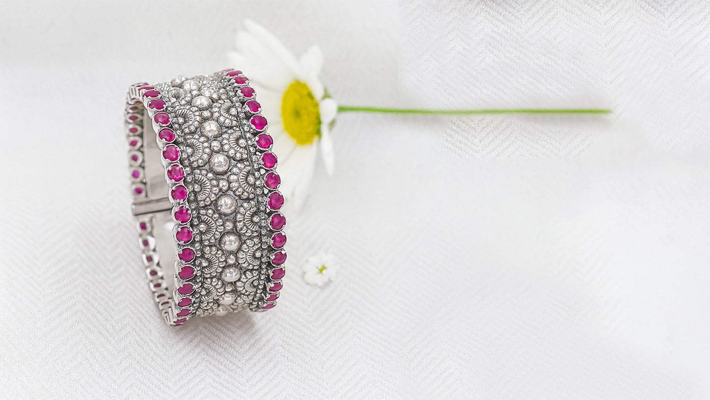 Sangeeta Boochra Statement Silver Bangle | Timeless Craftsmanship