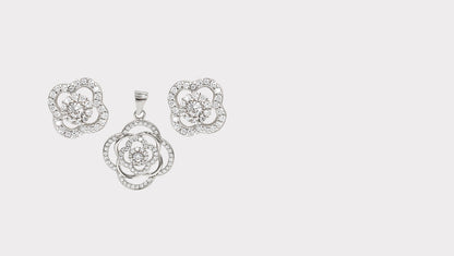 Modern Elegance CZ Pendant and Stud Earrings Set