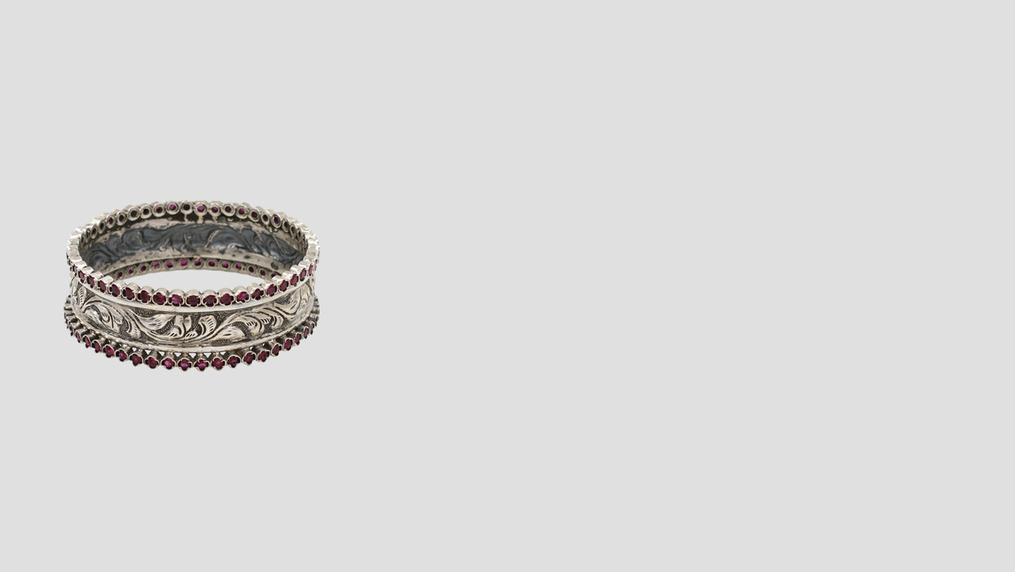Exquisite 925 Silver Engraved Bangle by Sangeeta Boochra