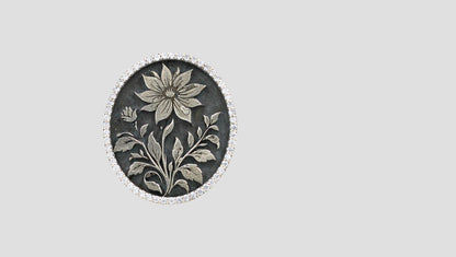 Handcrafted Silver Floral Motif Brooch with White Stone Border | Sangeeta Boochra