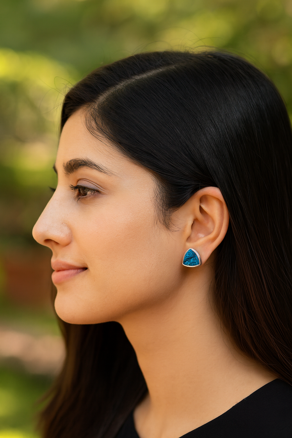 Sangeeta Boochra Sterling Silver Blue Trillion Stud