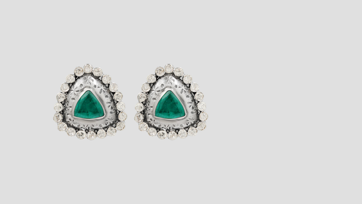 Sangeeta Boochra Artisan Triangle Moissanite Earrings