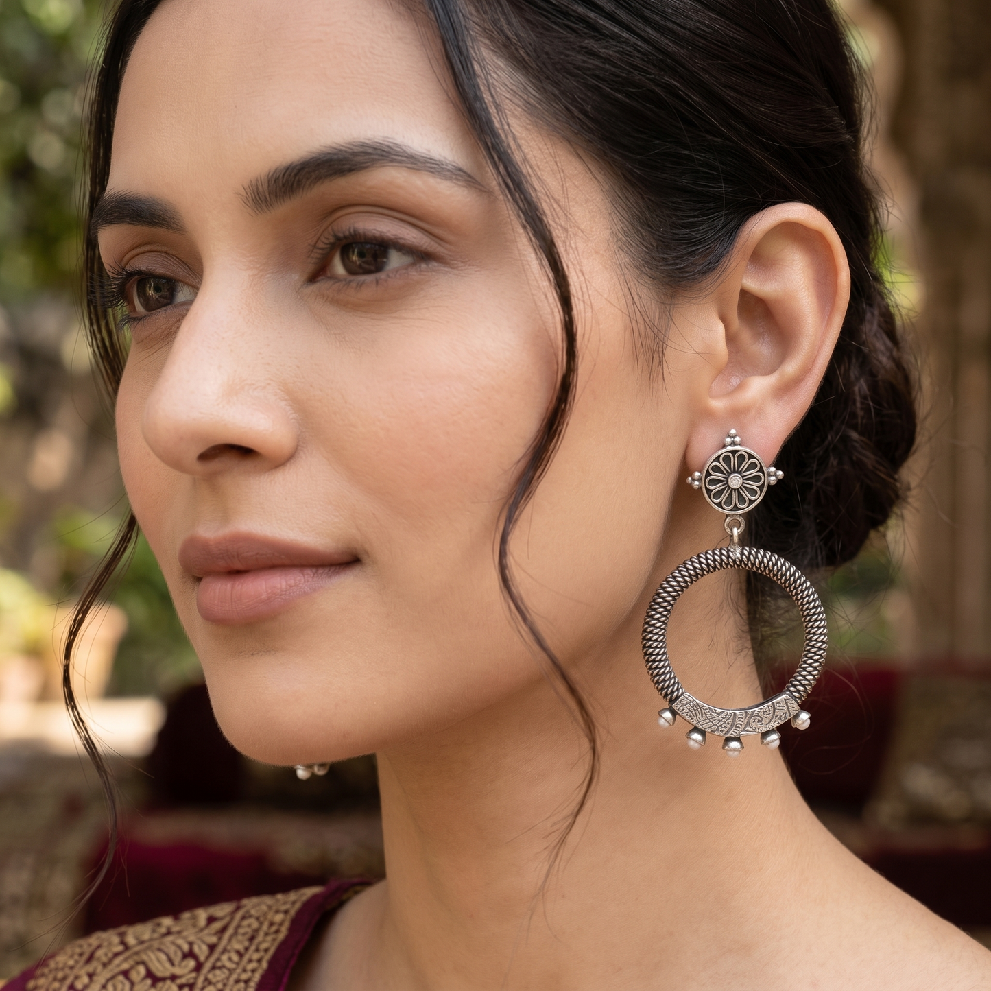 Handcrafted Tribal Silver Hoops by Sangeeta Boochra