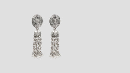 Sangeeta Boochra Vintage Oxidised Silver Statement Earrings
