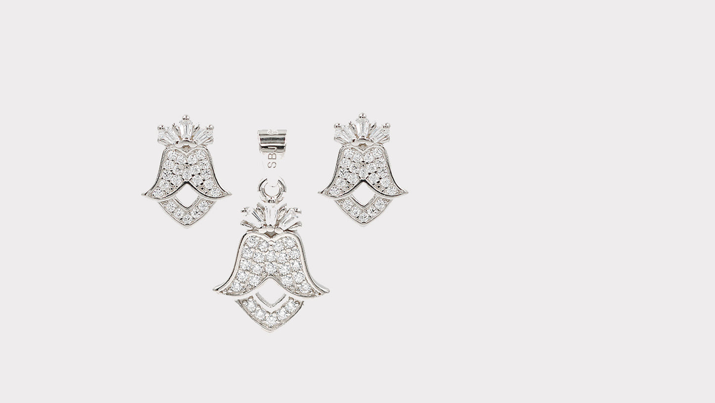 Bright Fusion Earrings and Pendant Set with Cubic Zirconia