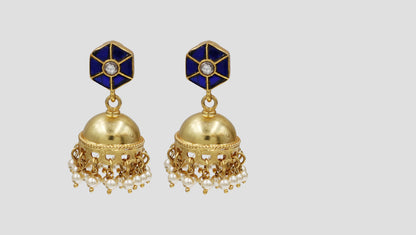Sangeeta Boochra Gold Plated Kundan Pearl Jhumka Earrings