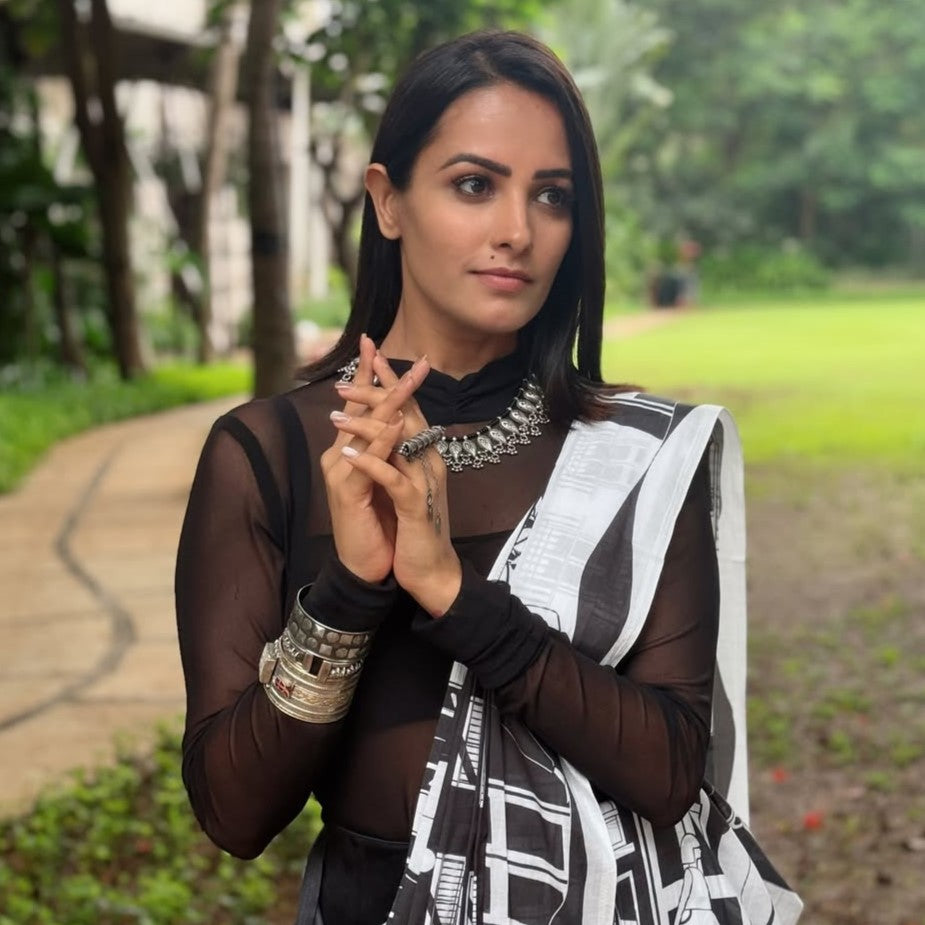 Anita Hassanandani in Heritage Silver by Sangeeta Boochra