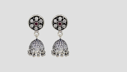Sangeeta Boochra Handcrafted Oxidised Silver Jhumka Earrings