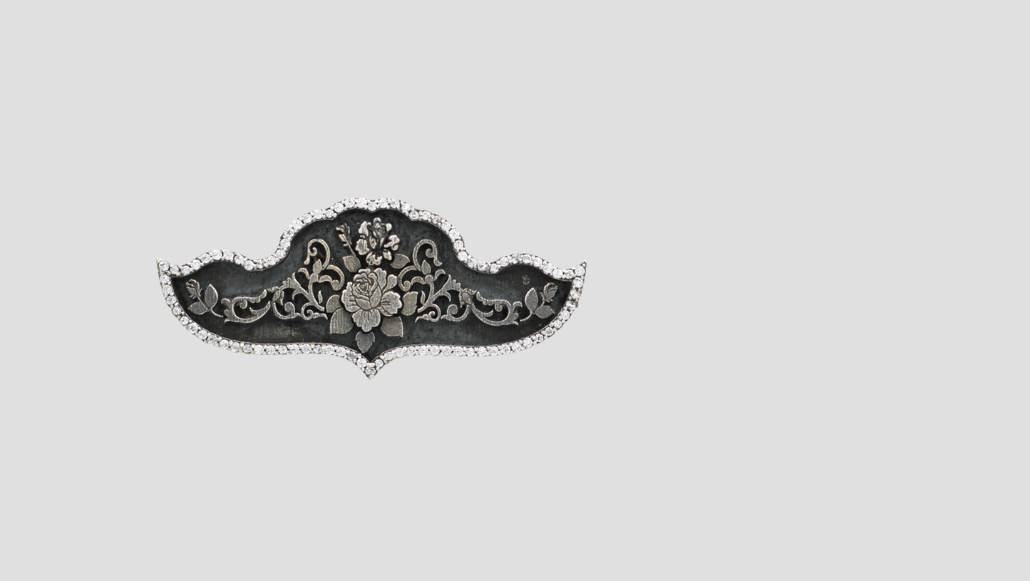 Handcrafted Antique Silver Brooch with Floral Engraving | Sangeeta Boochra