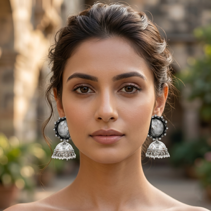 Heritage Oxidised Silver Jhumka Earrings