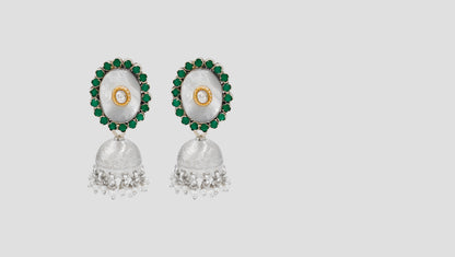 Sangeeta Boochra Heirloom Oval Green Accent Jhumkas