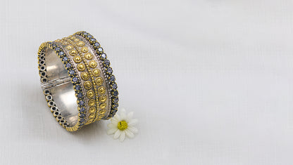 Heritage-Inspired Silver Bangle with Handcrafted Detailing | Sangeeta Boochra