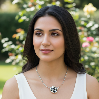 Sangeeta Boochra Classic Silver Floral Statement Pendant