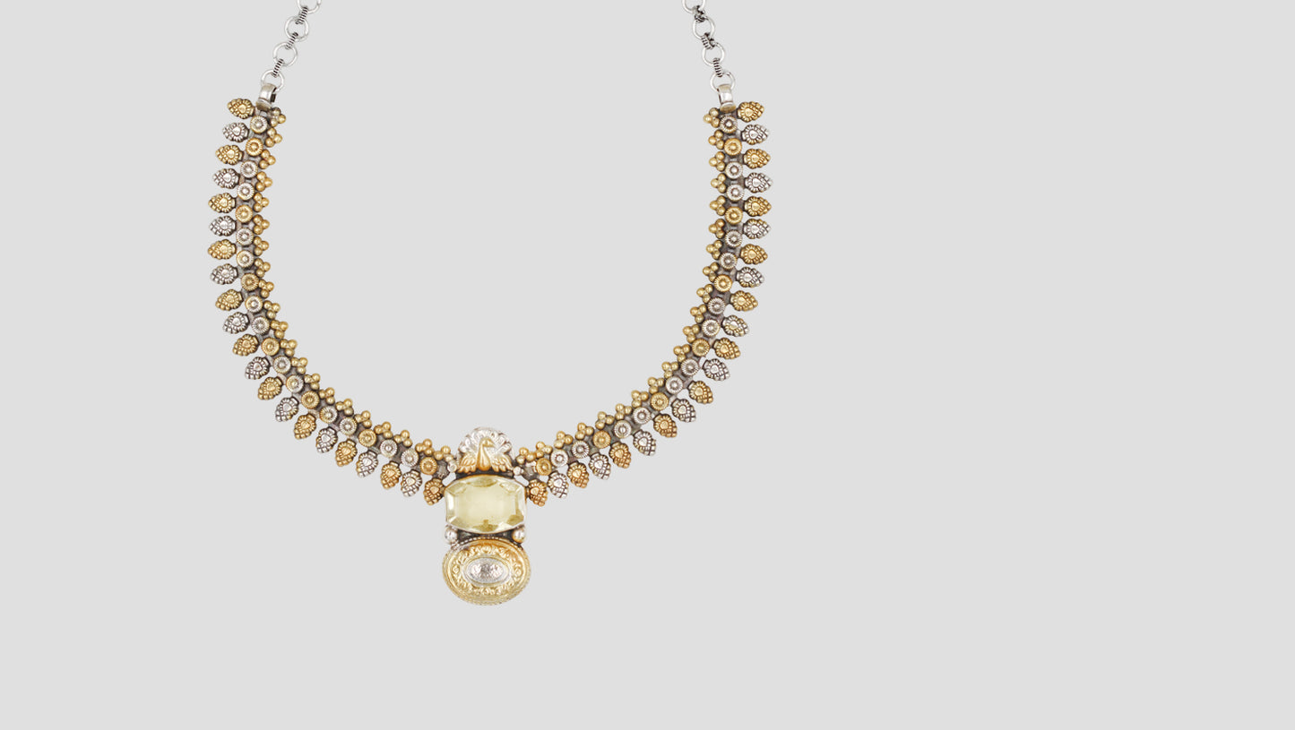 Sangeeta Boochra Handcrafted Dual Tone Sterling Silver Heritage Necklace