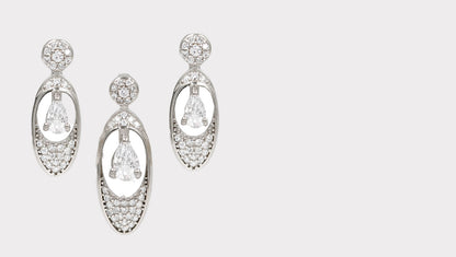 Cubic Zirconia Earrings & Chain Pendant Pair