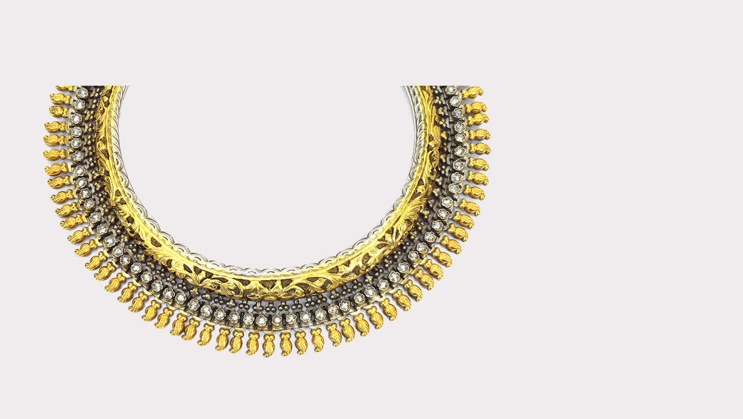 Handcrafted Silver Necklace with Gold Plating