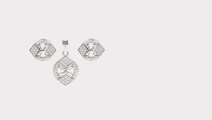 Bright Pairing CZ Earrings and Pendant Set