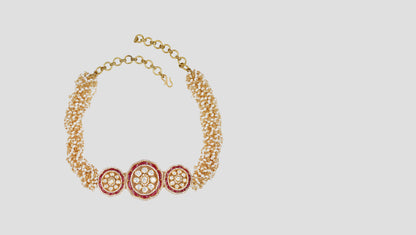 Sangeeta Boochra Designer Gold-Plated Floral Choker with Moissanite & Kundan