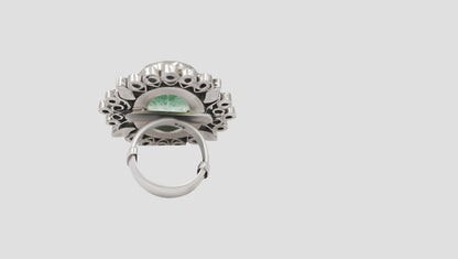 Sangeeta Boochra Oval Cut Stone Silver Statement Ring