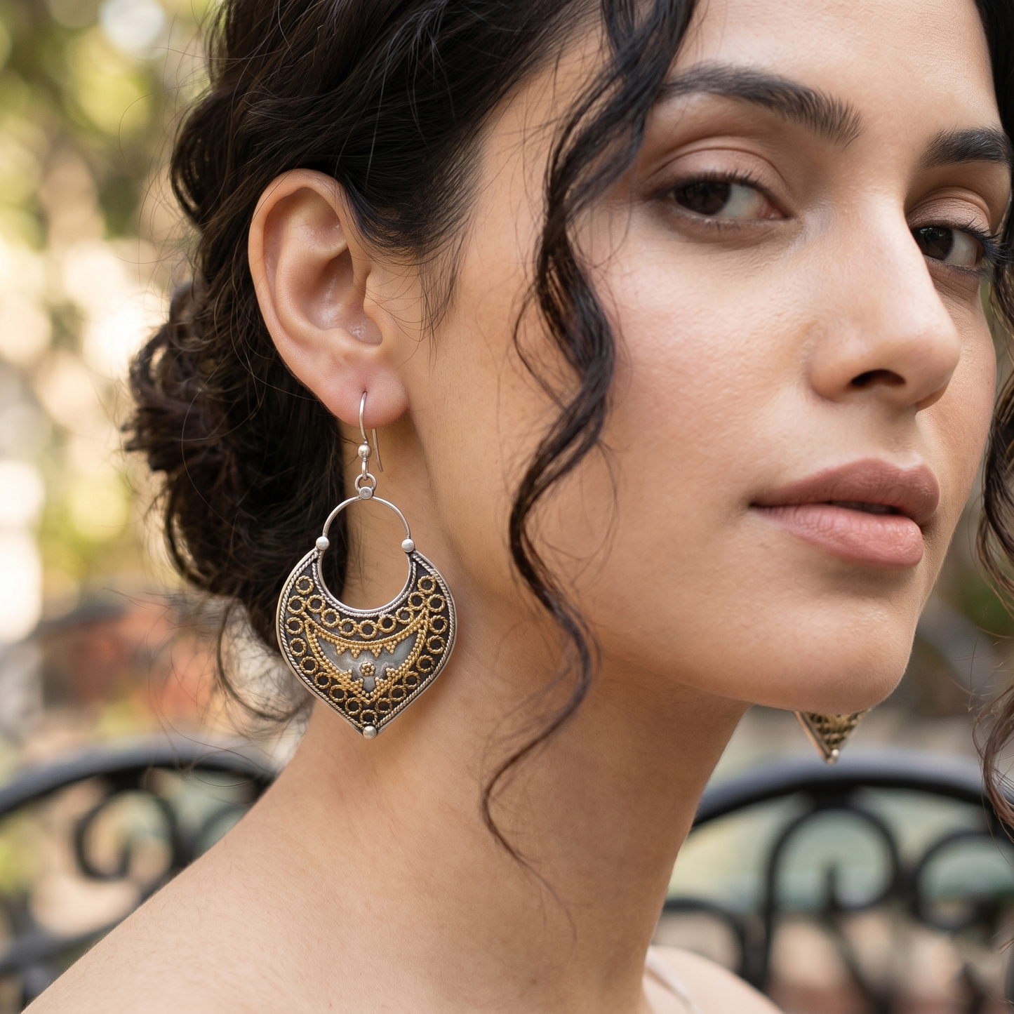 Sangeeta Boochra Dual Tone Tribal Silver Earrings