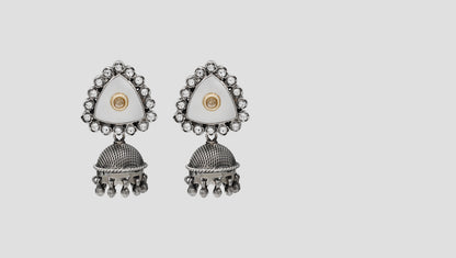 Sangeeta Boochra Traditional Ivory Silver Jhumka Earrings