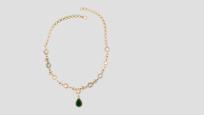 Sangeeta Boochra Royal Green Drop Moissanite Silver Set