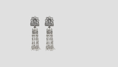 Statement Oxidised Silver Tassel Earrings by Sangeeta Boochra