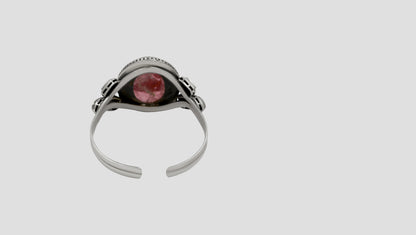 Sangeeta Boochra Silver Statement Bracelet with Rose-Tone Stone & Kundan Detailing