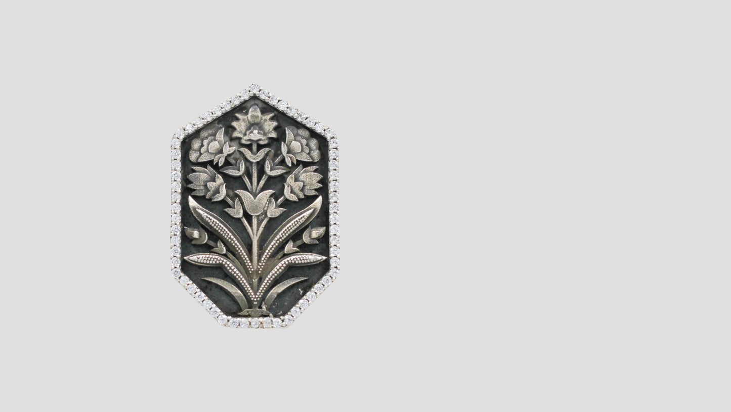 Sangeeta Boochra “Flora Royale” Handcrafted Silver Brooch