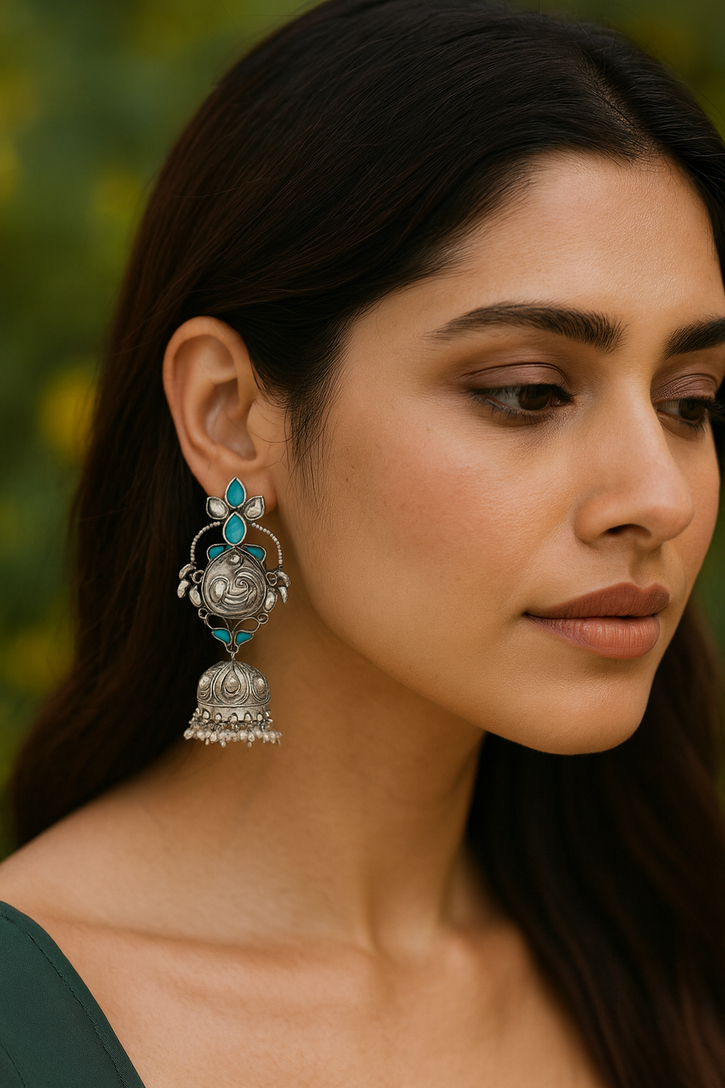 Peacock Grace Silver Jhumka Earrings | Sangeeta Boochra