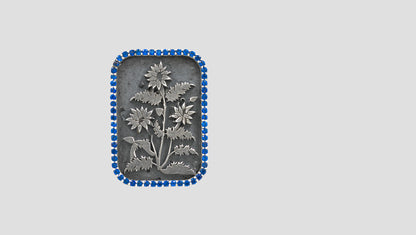 Sangeeta Boochra Timeless Floral Oxidised Silver Brooch with Blue Accents