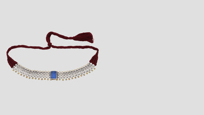 Traditional Rajasthani Silver Choker with Blue Accent – Sangeeta Boochra