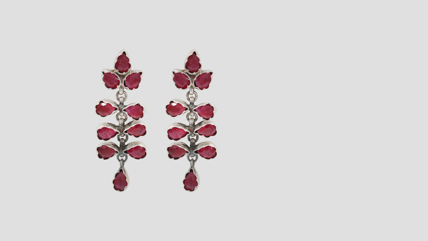 Sangeeta Boochra Sterling Silver Ruby Stone Drop Earrings