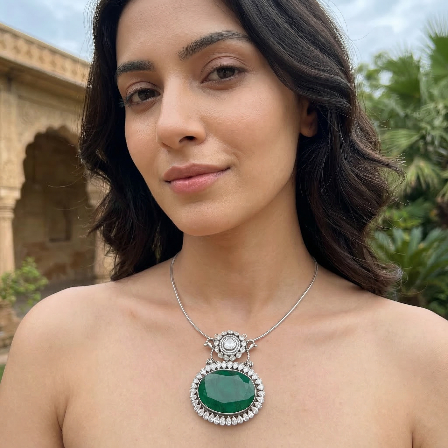Sangeeta Boochra Heritage Moissanite Silver Pendant